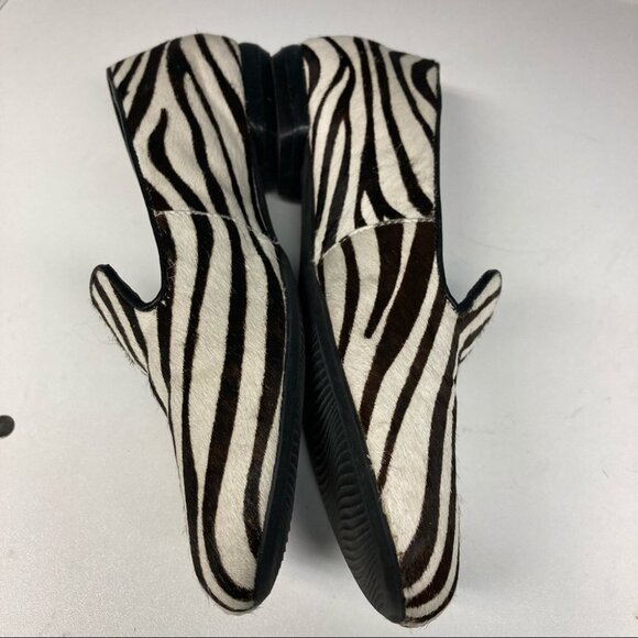 ECCO Sz 37 Zebra Print Dark Brown Cream Ballerina Flats - Picture 5 of 13
